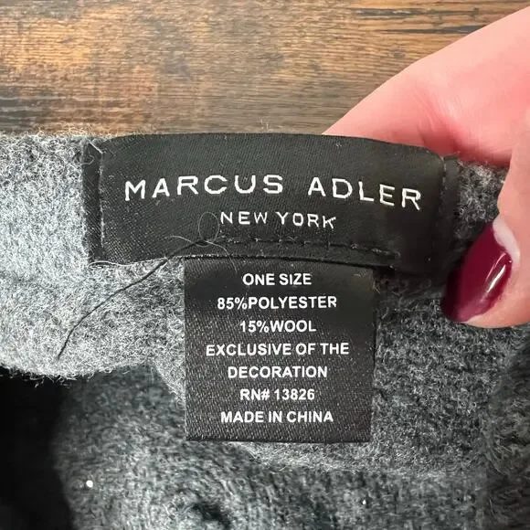 Marcus Adler New York Women's Beret Wool Blend Gray Beaded Pearls & Rhinestones - Picture 7 of 8